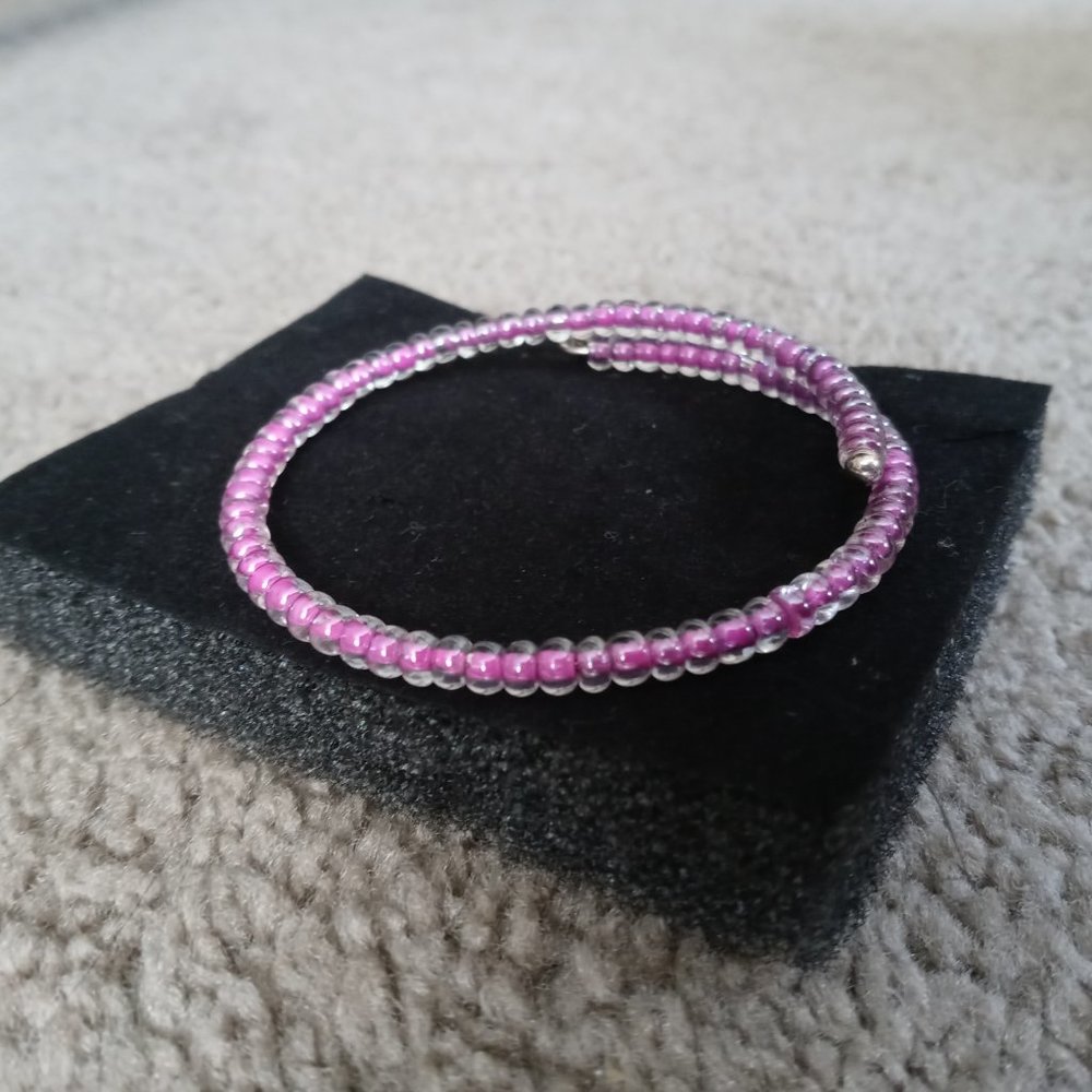 Alex and Ani Pink Bubblegum Beaded Wrap  Bracelet